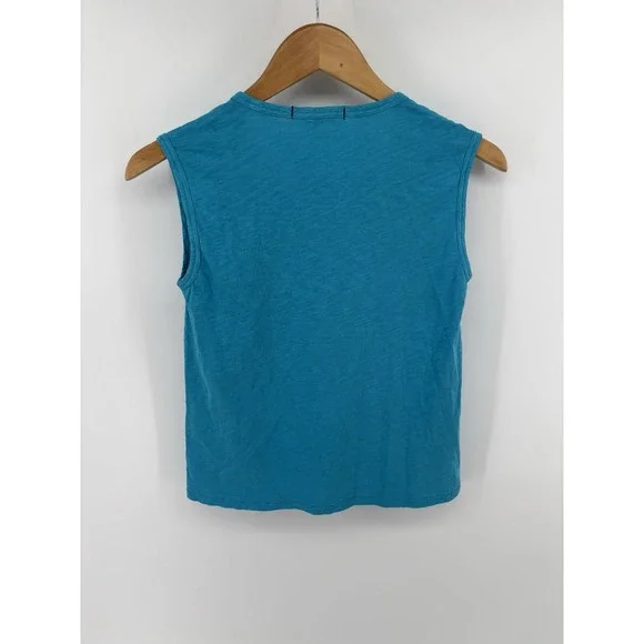 NWOT AMO Scoop Neck Tank Top Sz S Slub Seamed Preppy MSRP $136 - Picture 2 of 5